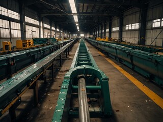 Fototapeta premium Conveyor belt in a recycling facility.