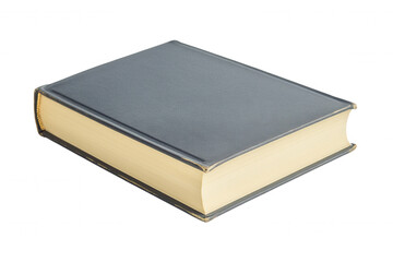 A solid dark cover book is presented isolated on a white background. The book shows a smooth texture on its cover, a visible spine, and pages that appear to be slightly aged. Ideal for educational or 