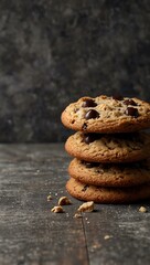 Cookies and milk on a wooden grey background.