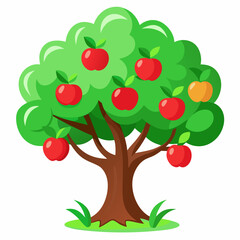 Apple Tree Vector Illustration on White Background