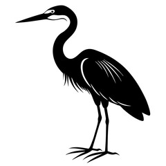 heron icon silhouette on White background