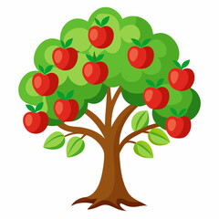 Apple Tree Vector Illustration on White Background