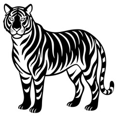Tiger silhouette on White background 