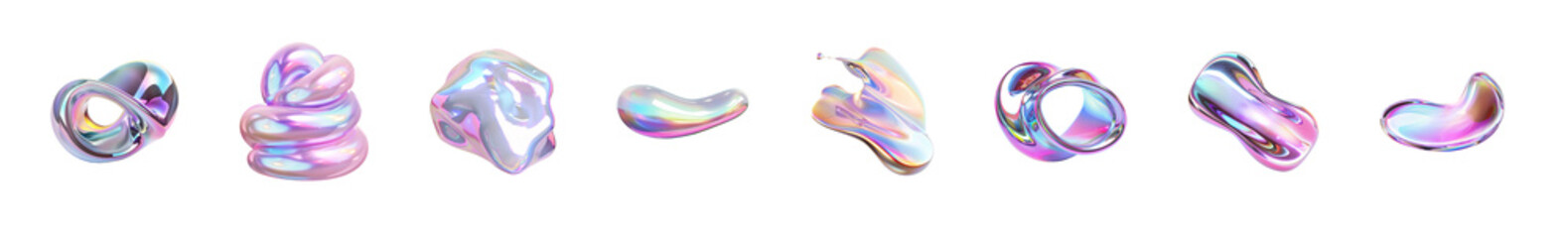 Obraz premium Colorful abstract shapes in iridescent hues creating a whimsical and vibrant effect.