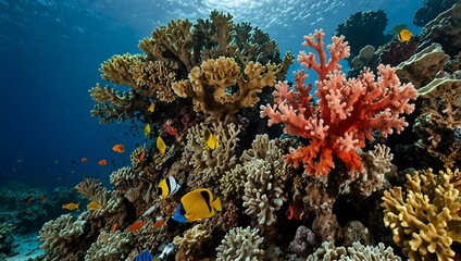 Coral reef scenery in the Caribbean.