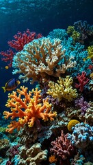 Fototapeta premium Coral reef underwater with vivid colors.