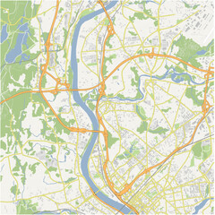 Map of Chicopee in Massachusetts in a normal road map style. Contains layered vector with roads water, parks, etc.