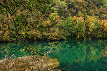 adda river during the autumnal season, lecco