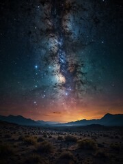 Cosmic landscape with stars.