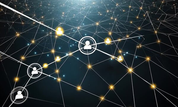 Dynamic visualization of a digital network illustrating connections and data flow across multiple nodes and pathways in a vast system