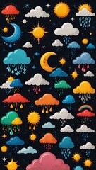 Cute and colorful weather icons.