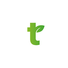 Letter T leaf icon flat vector design