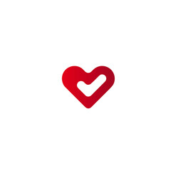 Heart check icon flat vector design