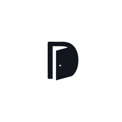 Letter D door icon flat vector design