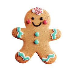 A cheerful gingerbread man cookie, decorated with icing, perfect for holiday baking and festive celebrations.