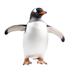 A playful penguin displaying its charming features and distinctive colors. transparent background.