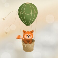 red panda on balloon