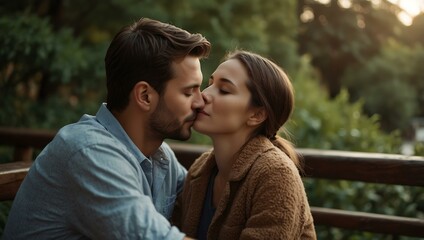 Fototapeta premium Couple sharing a quiet, intimate moment.