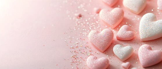 Fototapeta premium A bunch of pink hearts are flying in the sky
