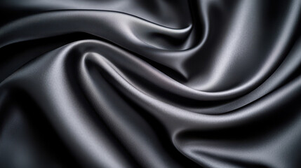 Obraz premium Elegant black satin fabric, showcasing smooth texture and rich color, perfect for fashion or interior design projects.