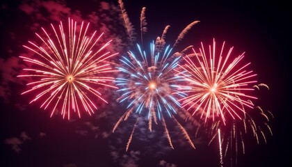 Colorful fireworks display background with bright bursts lighting up the night sky for vibrant celebrations
