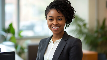 Smiling Professional in Modern Office