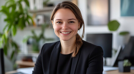 Smiling Professional in Modern Office