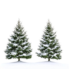 Fototapeta premium Christmas trees with snow isolated on transparent background.