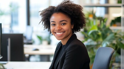 Smiling Professional in Modern Office