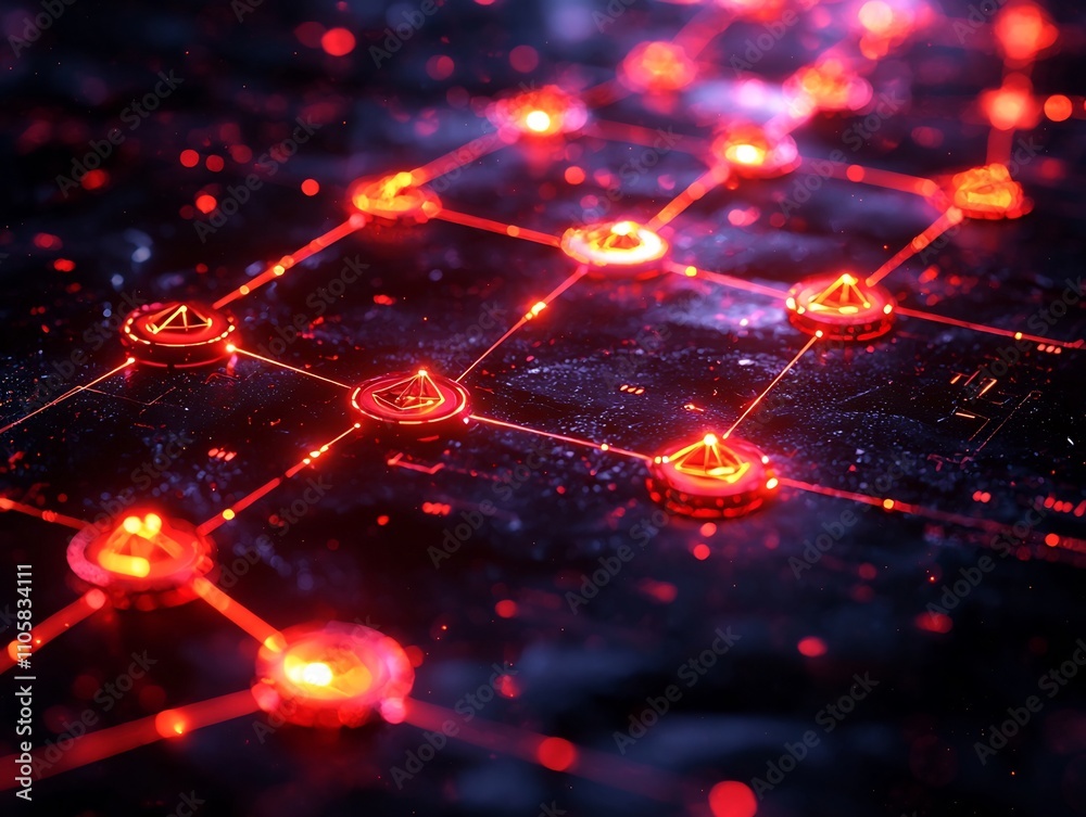 Poster glowing digital flowchart representing business analysis process and workflow