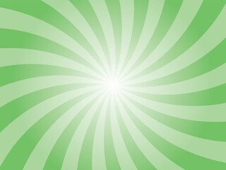 Green sunburst background. Mantis green radial retro glowing rays banner. Abstract retro whirlwind starburst vector abstract background. Twisted radial illustration.