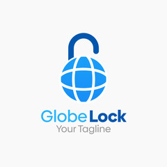 Fototapeta premium Globe Lock Logo Design Template. Good for Business, Agency, Community and Organization. 