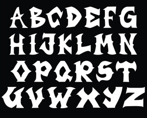 horror font shaped alphabet set