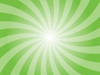 Green sunburst background. Neon green radial retro glowing rays banner. Abstract retro whirlwind starburst vector abstract background. Twisted radial illustration.