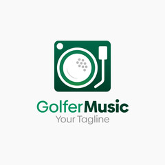 Golfer Music Logo Design Template. Good for Business, Agency, Community and Organization. 