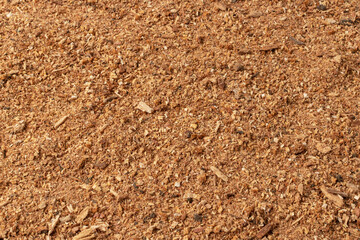 Close-up of sawdust with shallow depth of field. Industrial background with space for text