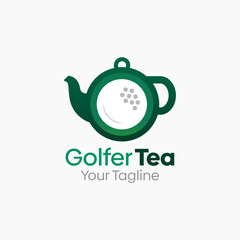 Golfer Tea Logo Design Template. Good for Business, Agency, Community and Organization. 