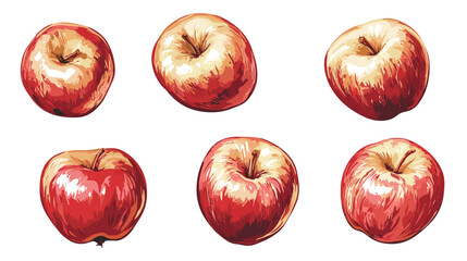 Apple watercolor clipart isolated on white background. Set of healthy fruit apples vector painting style illustration