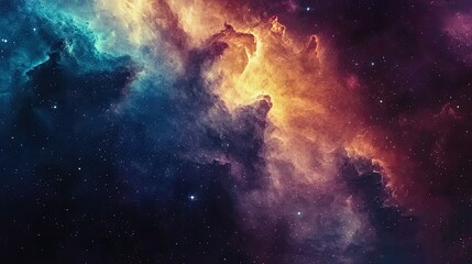 Fototapeta premium A dreamy space vector with watercolor-style nebulas in vivid colors and sparkling stars creating a celestial ambiance