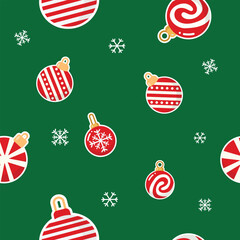 Christmas Elements Set Christmas Set Christmas icons including Santa, reindeer, snow, gift ornaments and other holiday elements. Vector illustration. Christmas seamless pattern. 