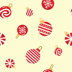 Christmas Elements Set Christmas Set Christmas icons including Santa, reindeer, snow, gift ornaments and other holiday elements. Vector illustration. Christmas seamless pattern. 