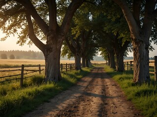 Fototapeta premium Cozy rural path with memories of the past, peaceful and tranquil.