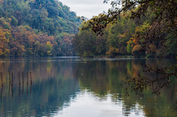 adda river during the autumnal season, lecco