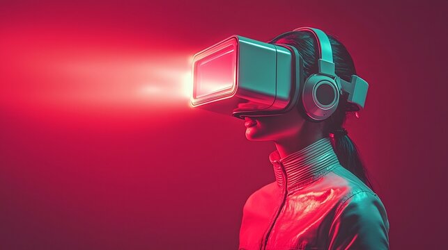 Futuristic Virtual Reality Headset Projecting Holographic Parcel Box for Interactive Unboxing Experiences