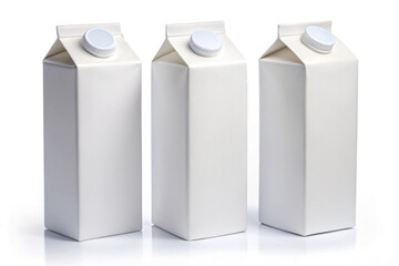 White Blank milk or juice package mockup isolated on white background