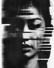 Abstract Portrait with Digital Glitch