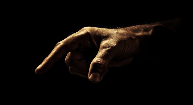 Hand reaching out in darkness with a subtle gesture of invitation