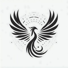 Obraz premium Stylized black phoenix with wings and swirling tail.