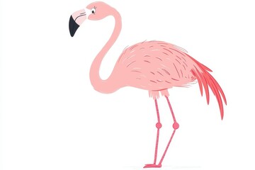 Obraz premium Cute cartoon flamingo, perfect for children's books or playful illustrations