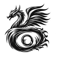 Fototapeta premium Stylized dragon design with swirling elements.
